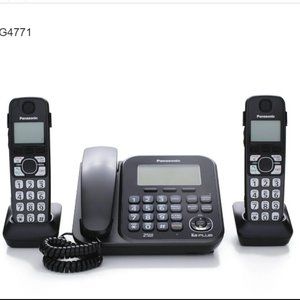 Panasonic KX-TG4771 Corded Phone w/ 2 Cordless Handsets & Answering Machine